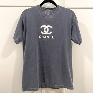Unbranded Chanel Logo Oversized T-Shirt Blue/Grey sz M